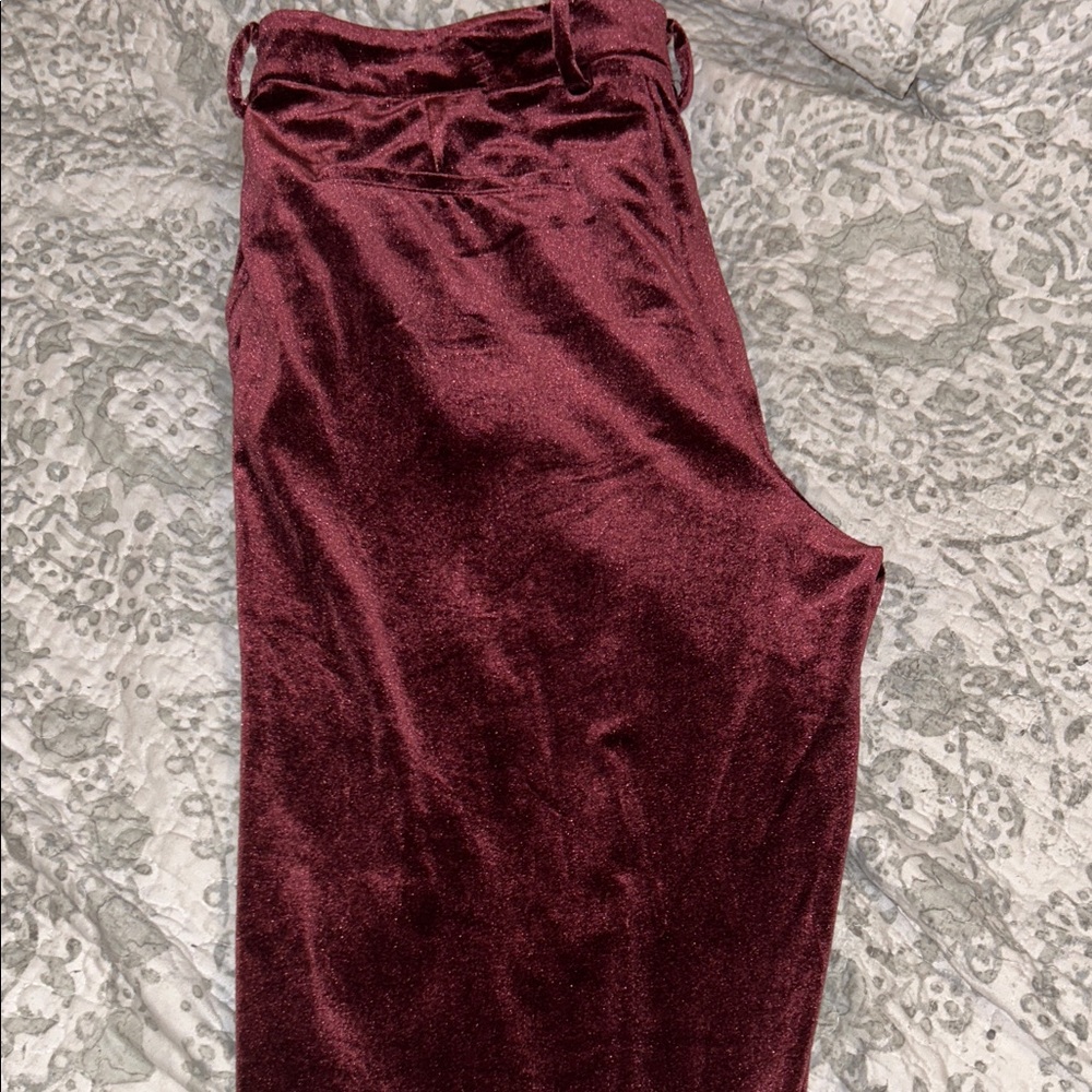 Elegant Burgundy Velvet Blazer with Black Lapel and pants - Picture 11 of 15